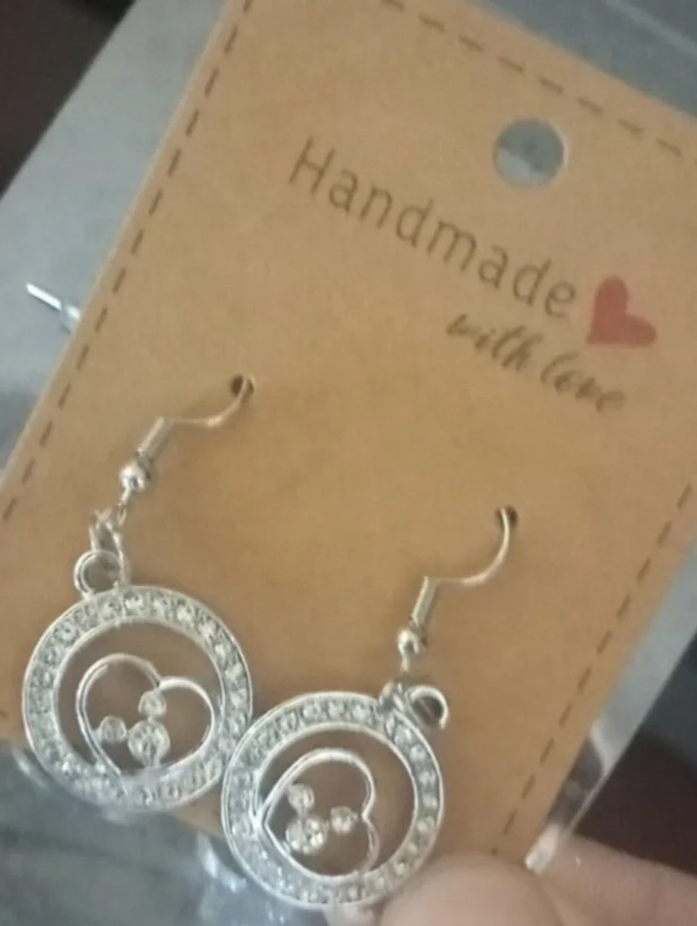 $8 Each Or 5/$20 Handmade Silver Mickey Inspired In A Heart, in A Circle Earring